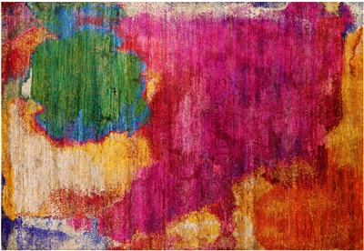 Abstract Hand Knotted Silk Rug