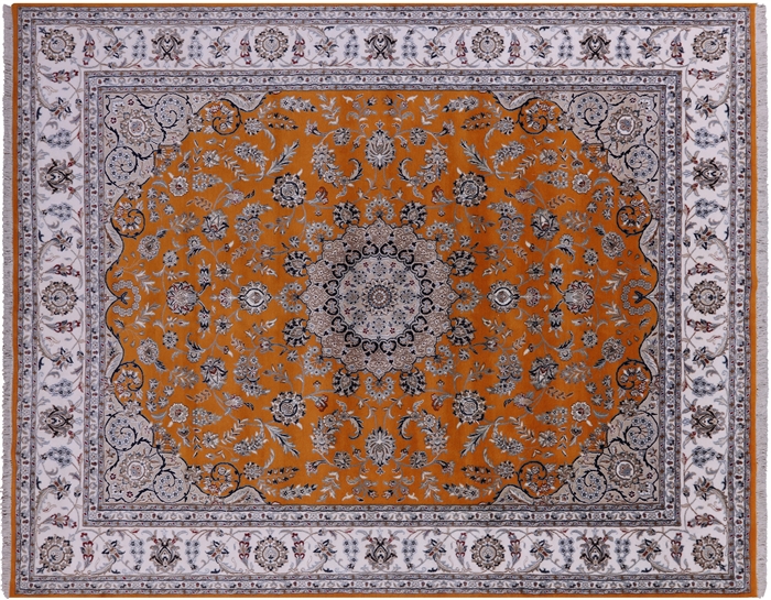 Persian Nain Hand Knotted Wool & Silk Rug