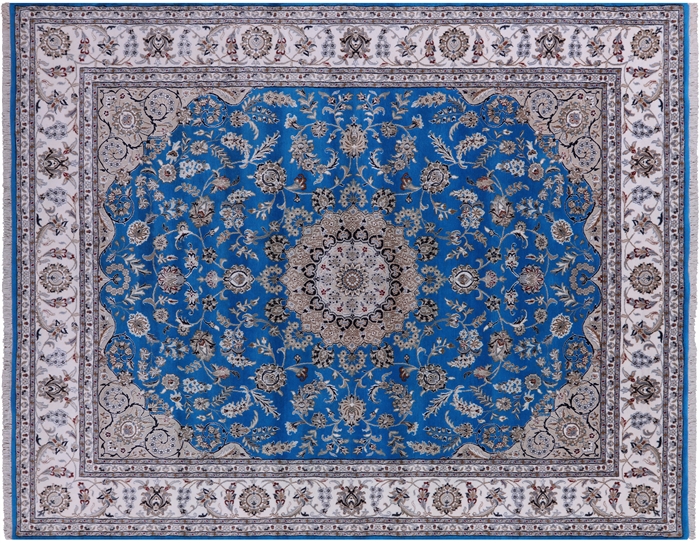 Wool & Silk Hand Knotted Persian Nain Rug