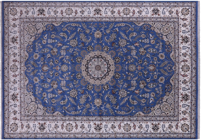 Persian Nain Wool & Silk Hand Knotted Rug