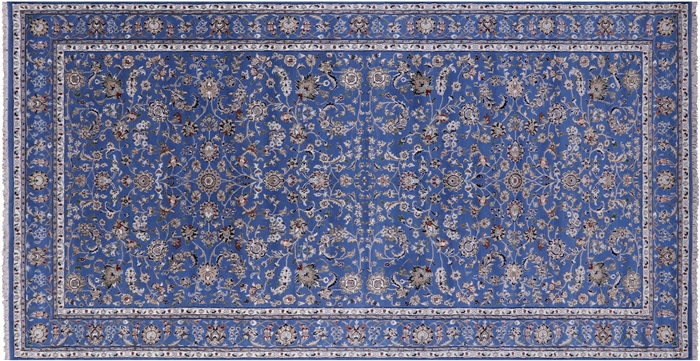 Hand-Knotted Persian Nain Wool & Silk Rug