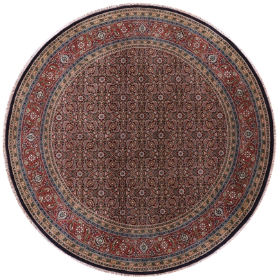 Round Persian Hill Herati Handmade Wool Rug