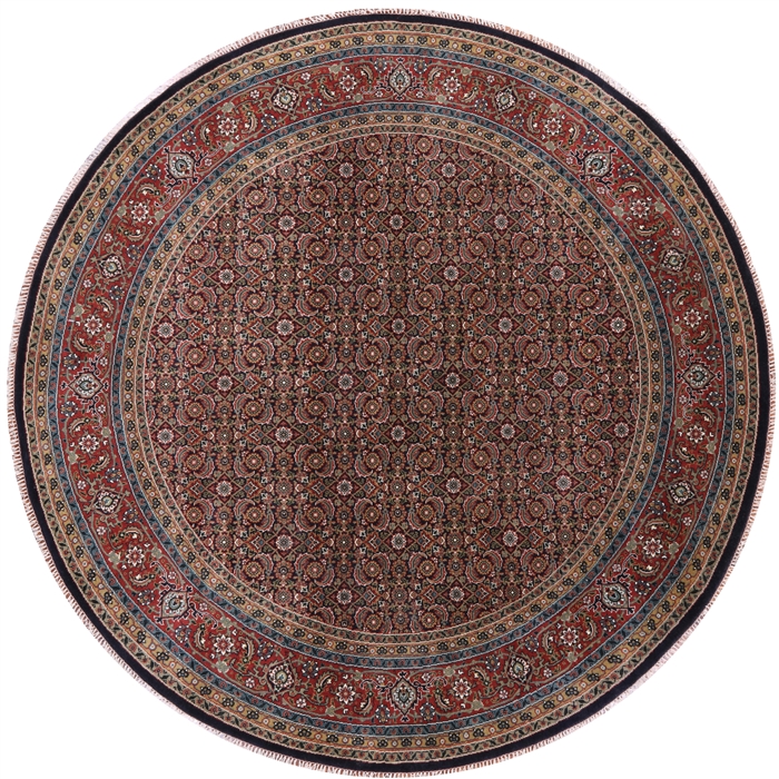 Round Persian Hill Herati Handmade Wool Rug