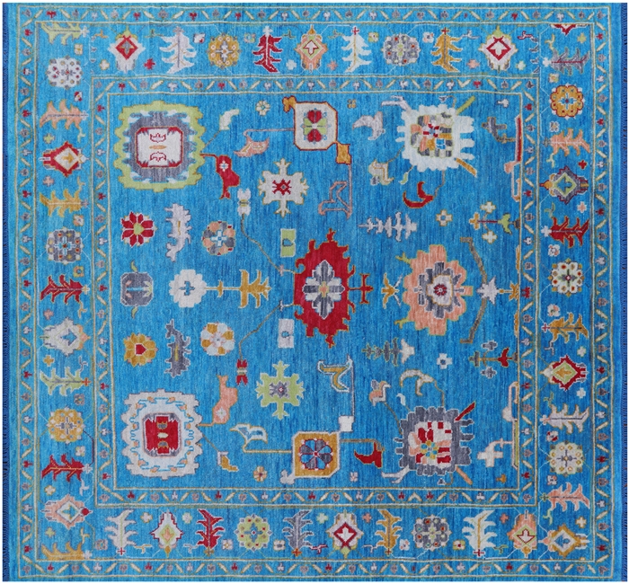 Square Turkish Oushak Hand Knotted Rug