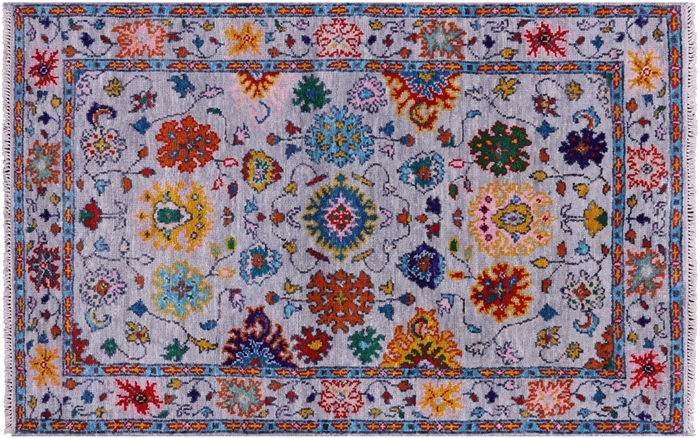 Turkish Oushak Hand-Knotted Wool Rug