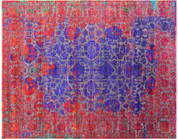 Hand Knotted Wool & Silk Persian Rug