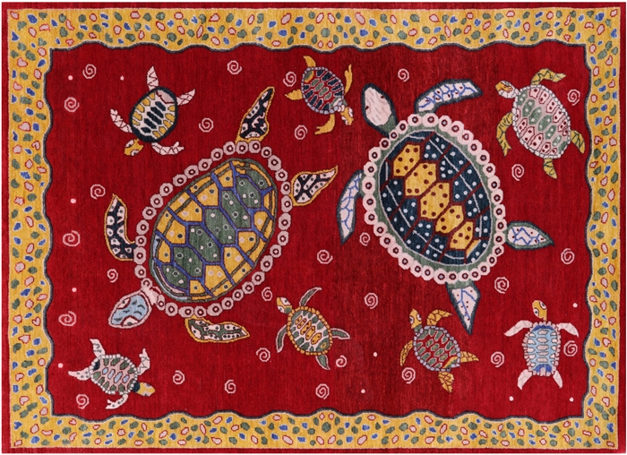 Handmade Gabbeh Turtle Design Wool Rug
