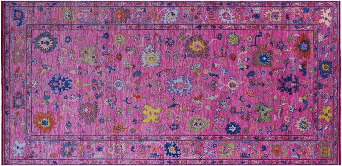 Turkish Oushak Hand-Knotted Wool Rug