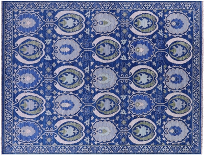 Blue William Morris Handmade Wool Rug 9' 2" X 12' 2" - Q13599