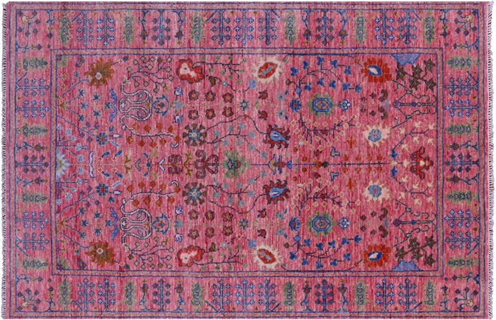 Hand-Knotted Turkish Oushak Wool Rug