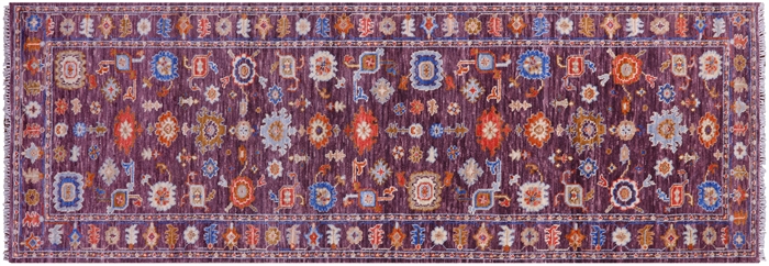 Runner Turkish Oushak Hand-Knotted Wool Rug