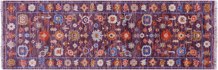 Hand-Knotted Turkish Oushak Wool Runner Rug