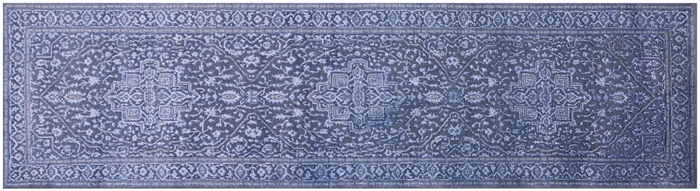 Persian Heriz Serapi Hand Knotted Wool & Silk Runner Rug