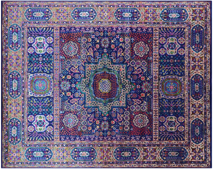 Mamluk Hand-Knotted Wool & Silk Rug