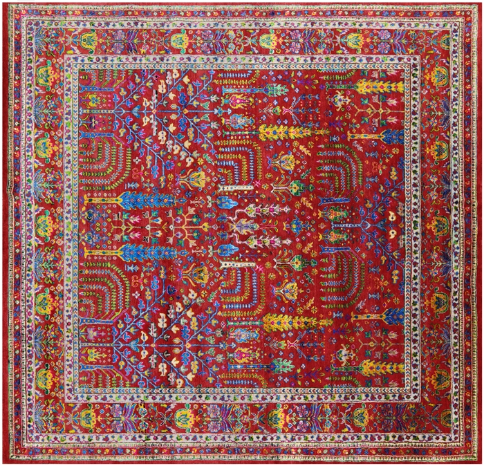 Square Persian Ziegler Handmade Wool & Silk Rug