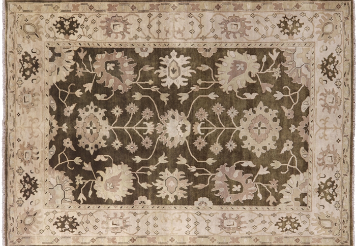 Hand Knotted Turkish Oushak Wool Rug