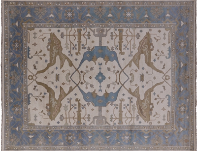 Ivory 9' 3" X 11' 11" Turkish Oushak Hand Knotted Area Rug - Q1426