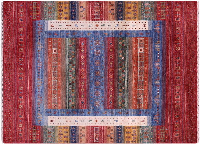 Hand-Knotted Persian Tribal Gabbeh Wool Rug