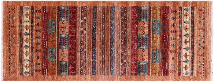 Tribal Persian Gabbeh Hand-Knotted Runner Rug