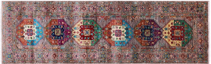 Hand-Knotted Runner Fine Turkmen Wool Rug