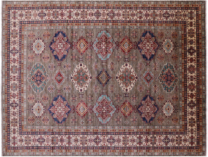 Geometric Super Kazak Handmade Wool Rug