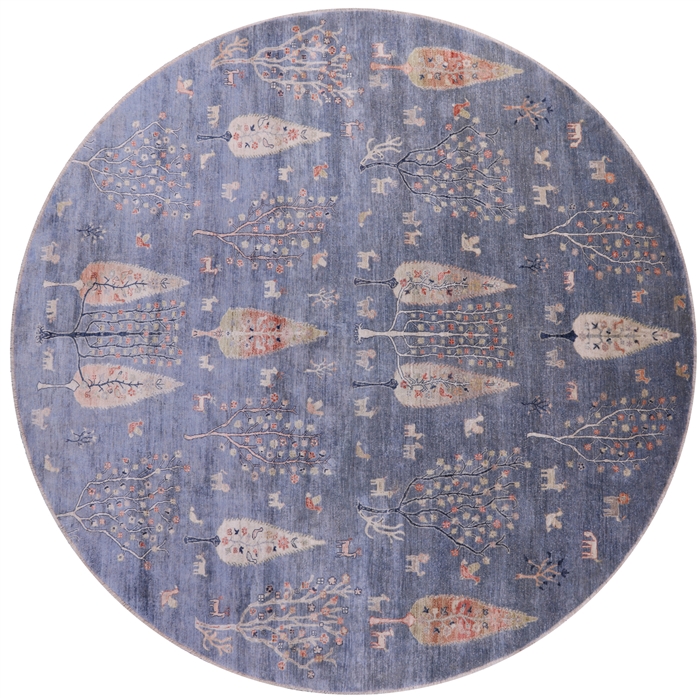 Round Tribal Persian Gabbeh Handmade Wool Rug