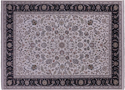 Hand-Knotted Persian Nain Wool & Silk Rug