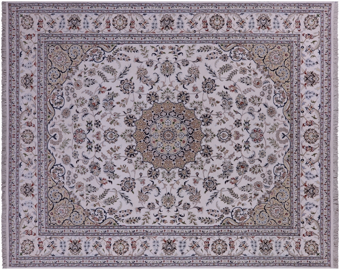 Wool & Silk Persian Nain Hand Knotted Rug