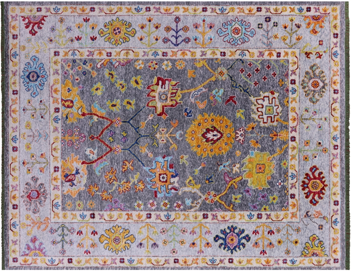 Turkish Oushak Hand-Knotted Wool Rug