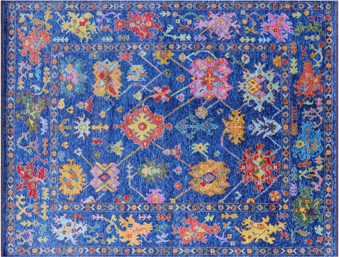 Turkish Oushak Hand-Knotted Wool Rug