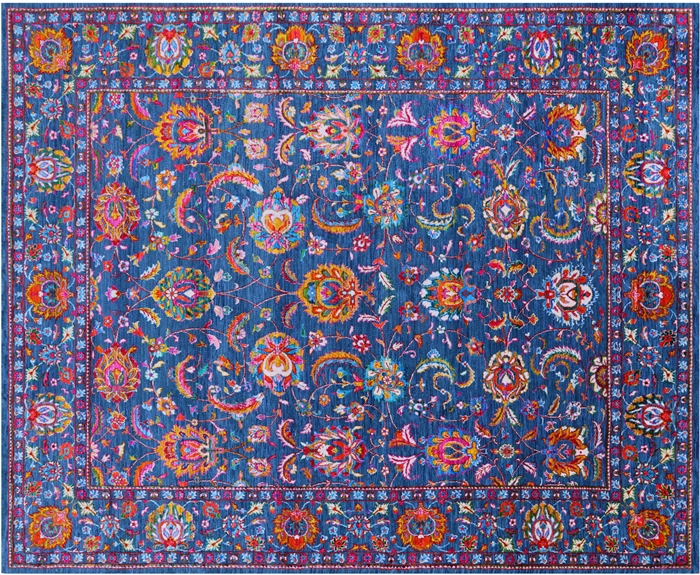 Wool & Silk Persian Tabriz Hand Knotted Rug