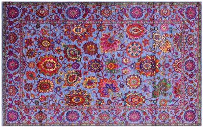 Wool & Silk Persian Tabriz Hand Knotted Rug