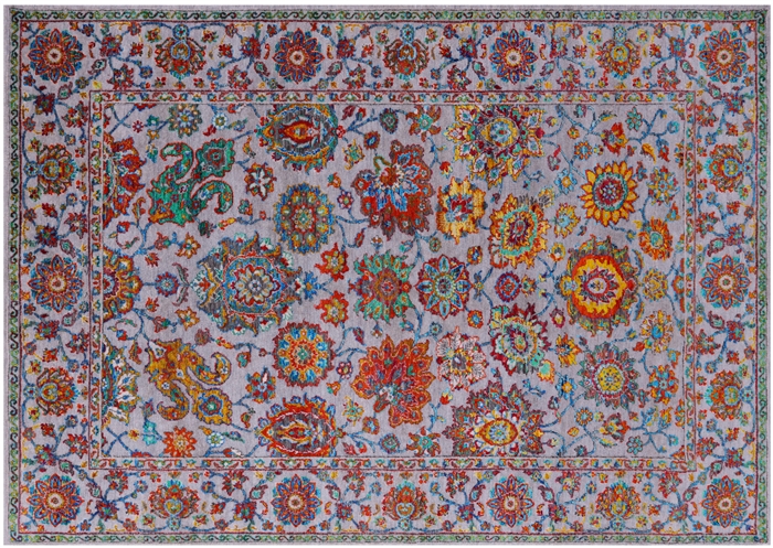 Hand Knotted Wool & Silk Persian Tabriz Rug