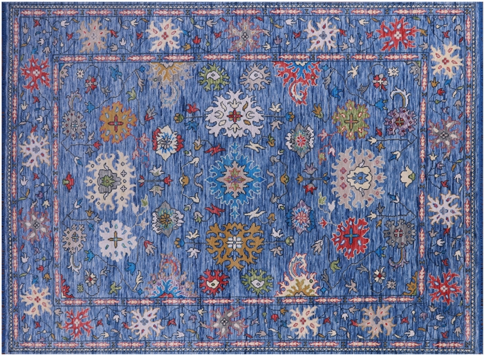 Hand-Knotted Turkish Oushak Wool Rug