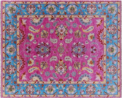 Pink 8' 1" X 10' 4" Persian Tabriz Handmade Wool Rug - Q15387