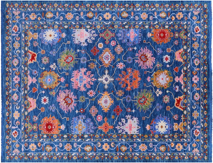 Turkish Oushak Hand-Knotted Wool Rug