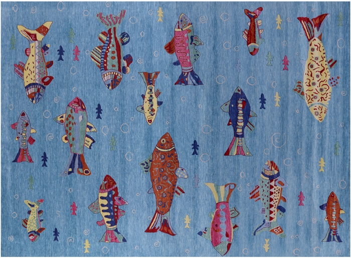 Gabbeh Fish Design Handmade Wool Rug