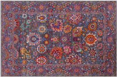 Hand Knotted Wool & Silk Persian Tabriz Rug