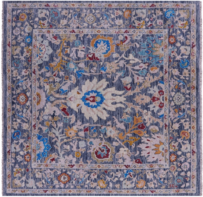 Square Turkish Oushak Hand Knotted Wool Rug