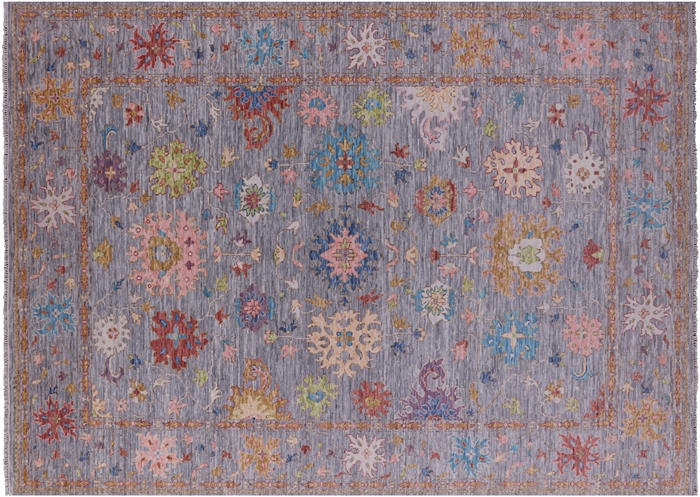 Hand-Knotted Turkish Oushak Rug