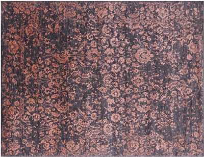 Grey 9' 0" X 11' 11" Persian Tabriz Handmade Wool & Silk Rug - Q15749