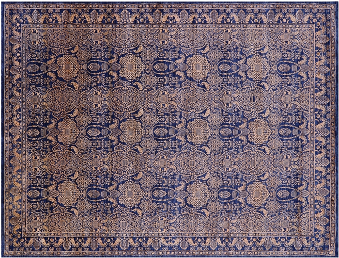 Persian Hand-Knotted Wool & Silk Rug