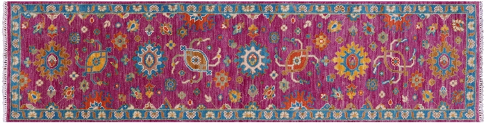 Runner Hand Knotted Turkish Oushak Wool Rug