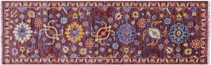 Runner Turkish Oushak Hand-Knotted Wool Rug