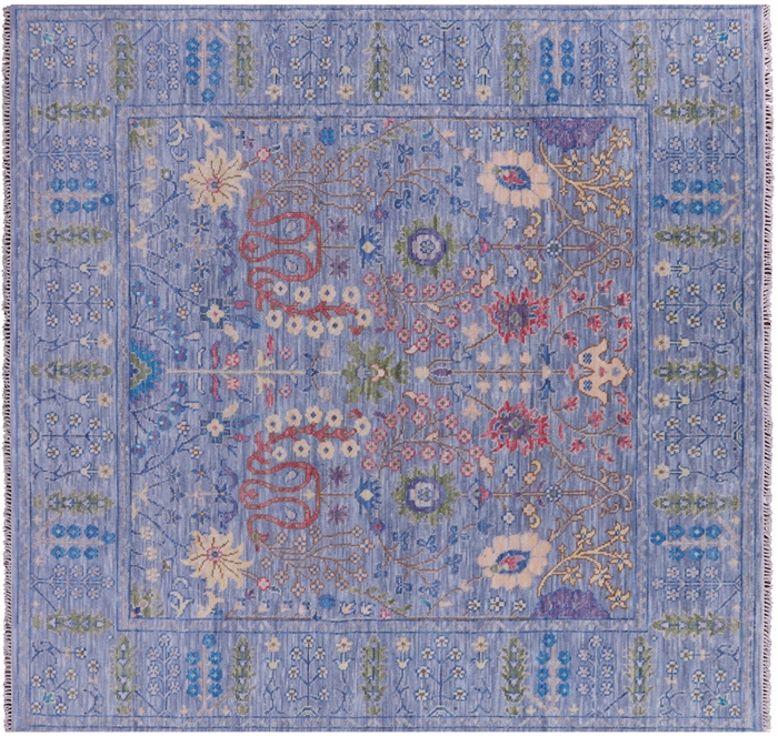 Square Handmade Turkish Oushak Wool Rug