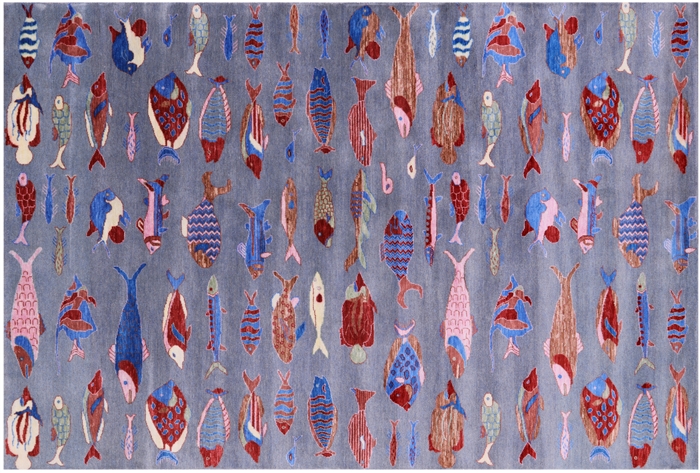 Handmade Gabbeh Fish Design Wool Rug