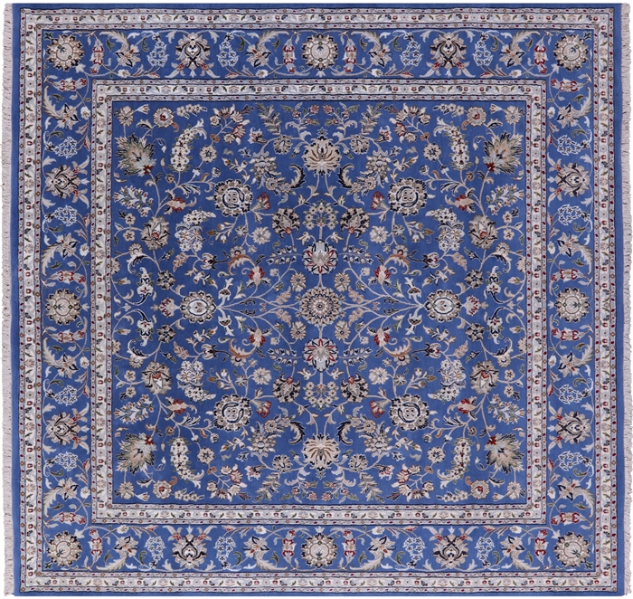 Square Wool & Silk Persian Nain Handmade Rug