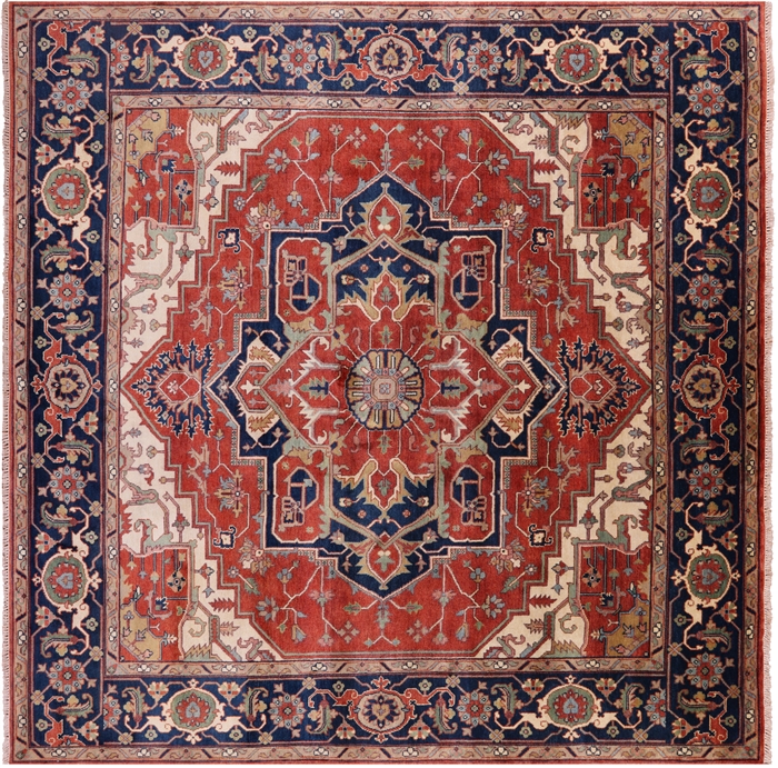 Square Heriz Serapi Hand Knotted Wool Rug