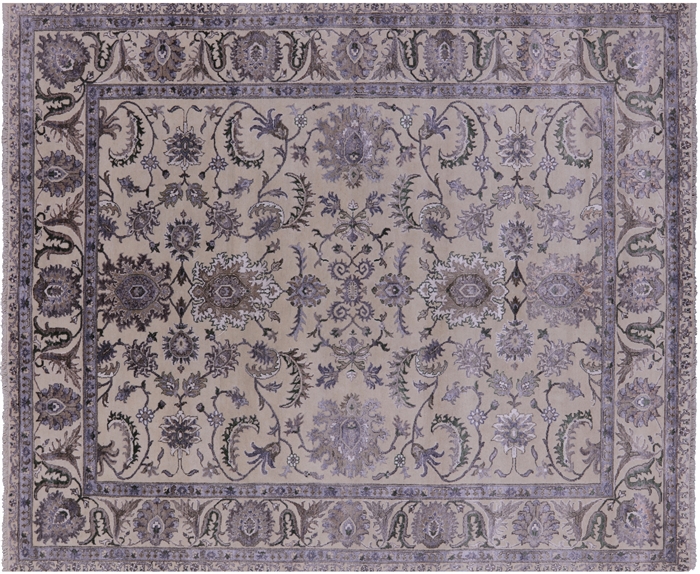 Persian Tabriz Hand Knotted Wool & Silk Rug