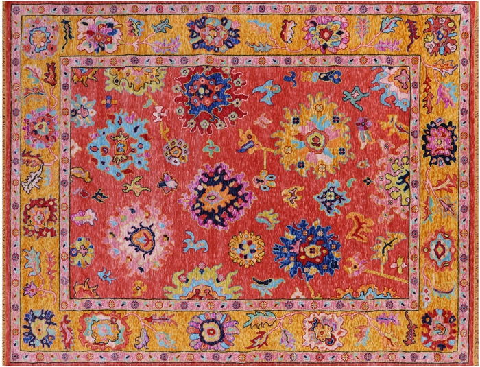 Turkish Oushak Hand Knotted Wool Rug